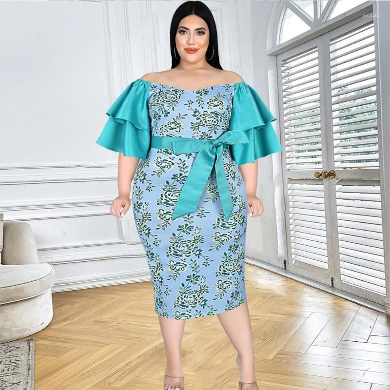 Plus Size Dresses Elegant Green Ruffle Short Sleeve Tie Bow Floral Sexy One Line Collar Dress Large Party Summer Woman 2023Plus
Plus Size Dresses Elegant Green Ruffle Short Sleeve Tie Bow Floral Sexy One Line Collar Dress Large Party Summer Woman 2023Plus
