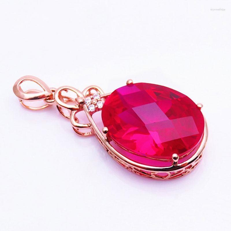 Chains 585 Purple Gold Plated 14K Rose Necklace Ruby Water Drop Pendant Crystal Design Classic Luxury Ladies Jewelry Gift
Chains 585 Purple Gold Plated 14K Rose Necklace Ruby Water Drop Pendant Crystal Design Classic Luxury Ladies Jewelry Gift