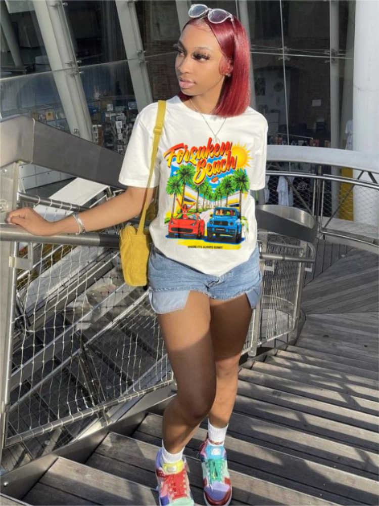 2023 New Women' T-shirt Fashion Cartoon Print Large European Loose Top womens shirts, B6k2181-2 white
2023 New Women' T-shirt Fashion Cartoon Print Large European Loose Top womens shirts, B6k2181-2 white