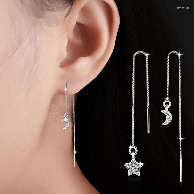 Dangle Earrings Asymmetry Star & Moon Zirconia Pendants Long Tassel Ear Wire Drop Women Girls Fashion Accessories Gifts
Dangle Earrings Asymmetry Star & Moon Zirconia Pendants Long Tassel Ear Wire Drop Women Girls Fashion Accessories Gifts