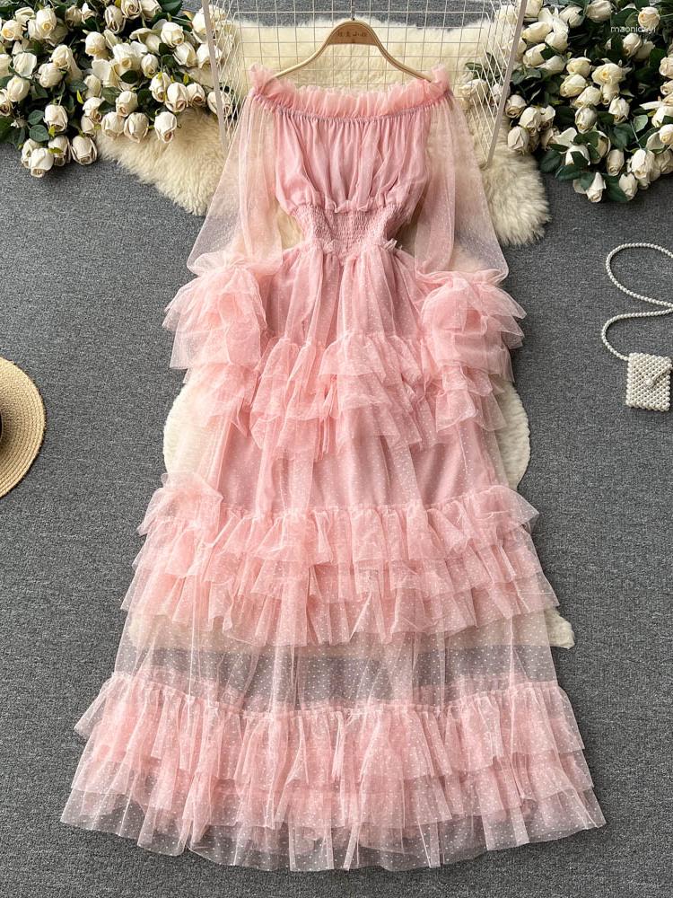 Casual Dresses Sexy Summer Maxi Off Shoulder Dress For Women Long Sleeve Slim Slash Neck Pink Ruffled Mesh Cake Streetwear, Black
Casual Dresses Sexy Summer Maxi Off Shoulder Dress For Women Long Sleeve Slim Slash Neck Pink Ruffled Mesh Cake Streetwear, Black