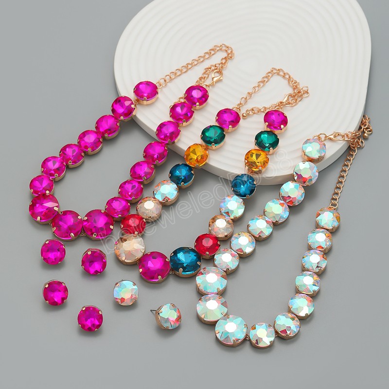 Trendy Metal Round Glass Geometric Necklace Earring Set Bridal Wedding Party Jewelry Women's Creative Accessories, As picture
Trendy Metal Round Glass Geometric Necklace Earring Set Bridal Wedding Party Jewelry Women's Creative Accessories, As picture