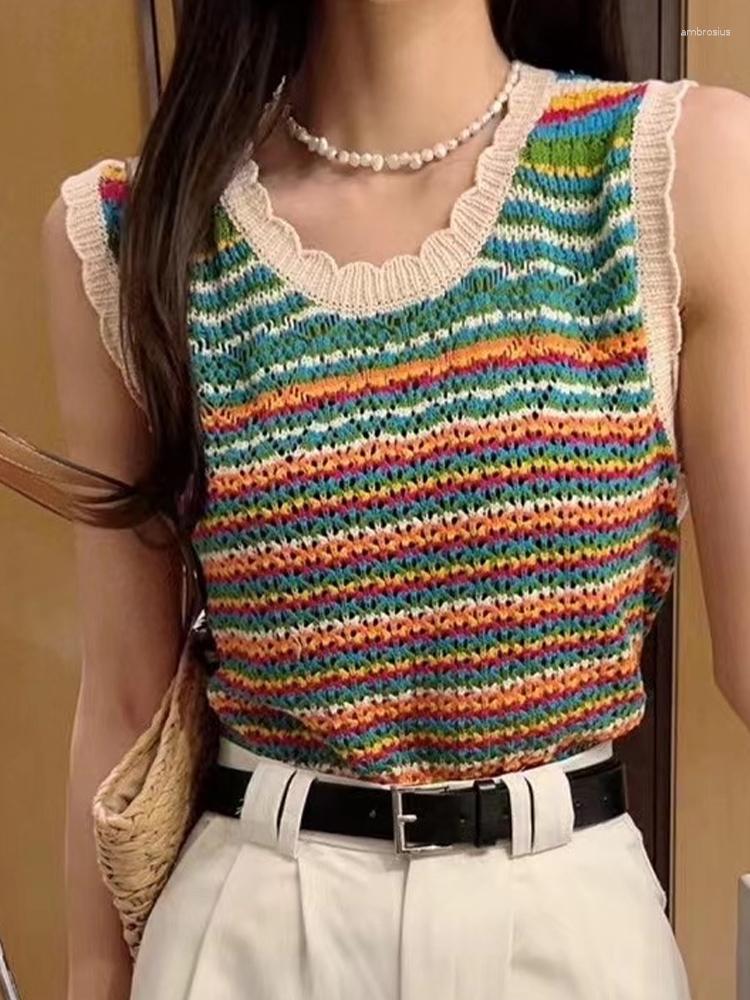 Women's Tanks Casual Round Neck Color Knitted Suspender Vest Pullover Sleeveless Top 2023 Summer Fashionable Clothing, Image color
Women's Tanks Casual Round Neck Color Knitted Suspender Vest Pullover Sleeveless Top 2023 Summer Fashionable Clothing, Image color
