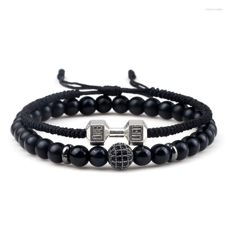 Strand Beaded Strands 2pcs/Set Men Bracelet 6mm Charm Nature Onyx Stone Braided Dumbbell Hread Bracelets Women Barbell Fitness Jewel Raym22
Strand Beaded Strands 2pcs/Set Men Bracelet 6mm Charm Nature Onyx Stone Braided Dumbbell Hread Bracelets Women Barbell Fitness Jewel Raym22