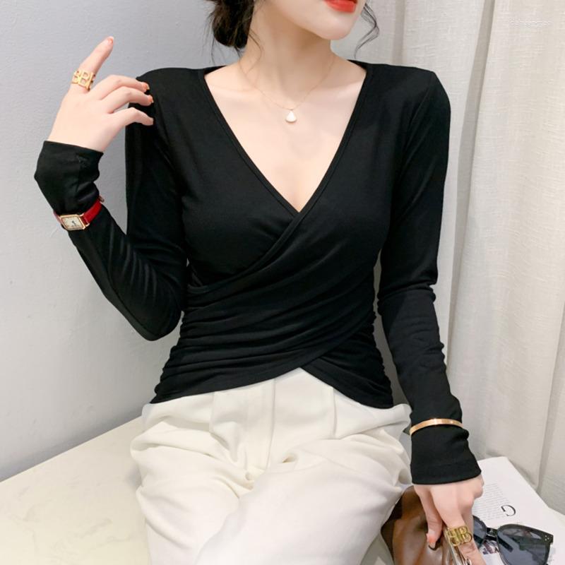 Women' T Shirts #6194 Black White Green Wrap Shirt Women V-neck Irregular Tshirt Female Long Sleeve Tight Womens Tee Elastic Cotton
Women' T Shirts #6194 Black White Green Wrap Shirt Women V-neck Irregular Tshirt Female Long Sleeve Tight Womens Tee Elastic Cotton