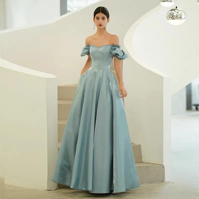 Ethnic Clothing Women Off Shoulder Prom Party Gown Elegant Blue Satin Backless Lacing Up Evening Dress Vestido
Ethnic Clothing Women Off Shoulder Prom Party Gown Elegant Blue Satin Backless Lacing Up Evening Dress Vestido