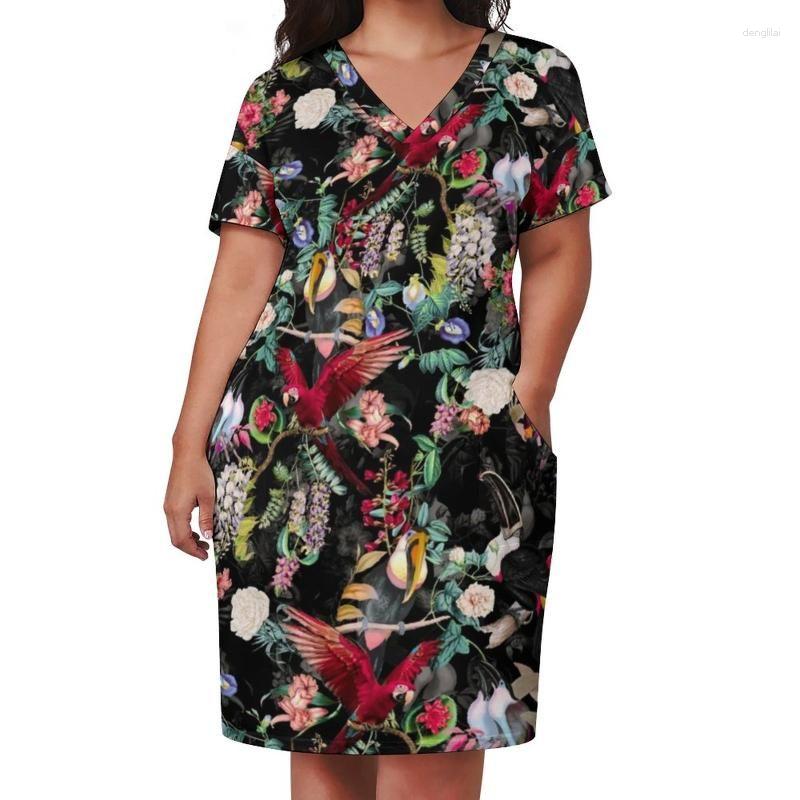 Plus Size Dresses Red Parrot Dress V Neck Tropical Floral Print Aesthetic Summer Kawaii Casual Female Graphic ClothingPlus, Style-18
Plus Size Dresses Red Parrot Dress V Neck Tropical Floral Print Aesthetic Summer Kawaii Casual Female Graphic ClothingPlus, Style-18