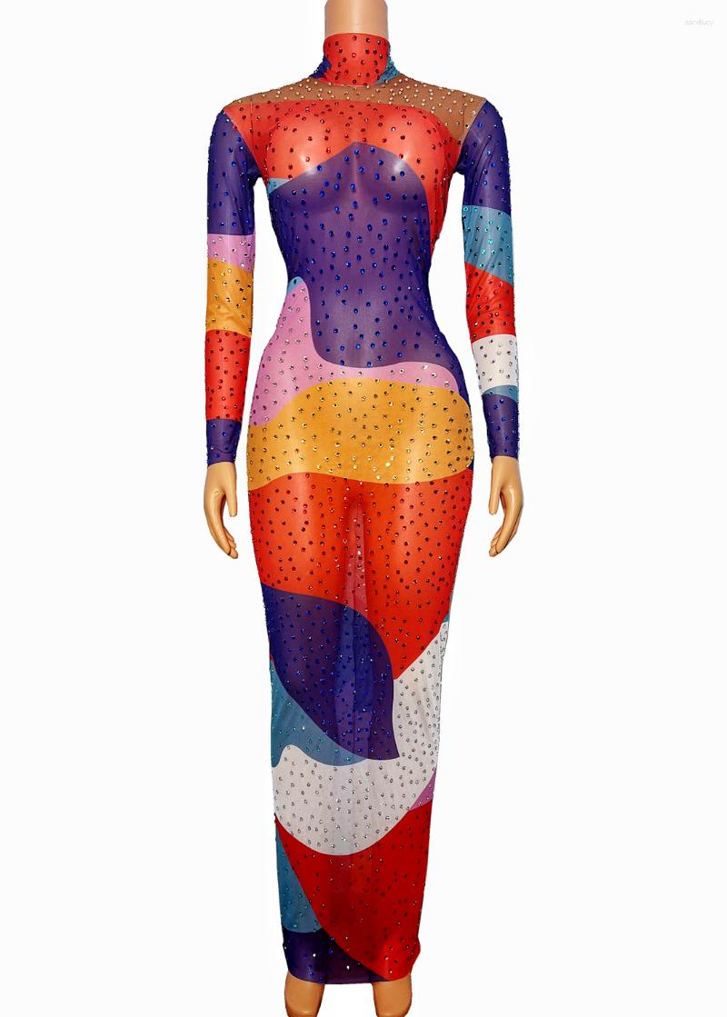 Stage Wear Sexy Colorful Rhinestones Stretch Long Sleeves DressTransparent Costume Birthday Rhinestone Party Show Club Dress, Multi
Stage Wear Sexy Colorful Rhinestones Stretch Long Sleeves DressTransparent Costume Birthday Rhinestone Party Show Club Dress, Multi