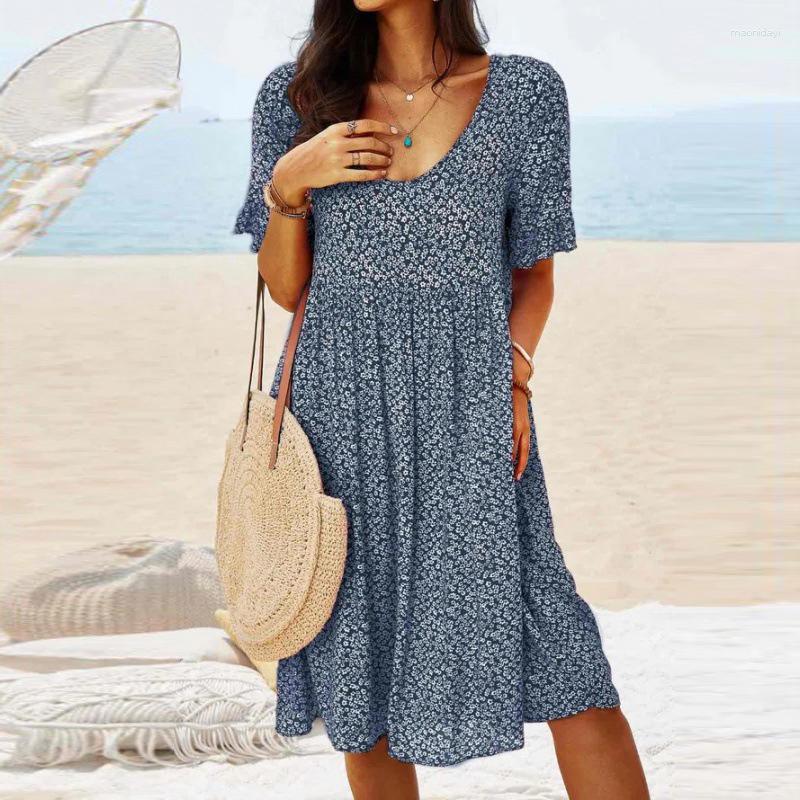 Casual Dresses Floral Print Loose Dress Women 2023 Vintage V-Neck Short Sleeve Beach Female Summer High Waist Midi A-Line Vestidos, Light blue
Casual Dresses Floral Print Loose Dress Women 2023 Vintage V-Neck Short Sleeve Beach Female Summer High Waist Midi A-Line Vestidos, Light blue