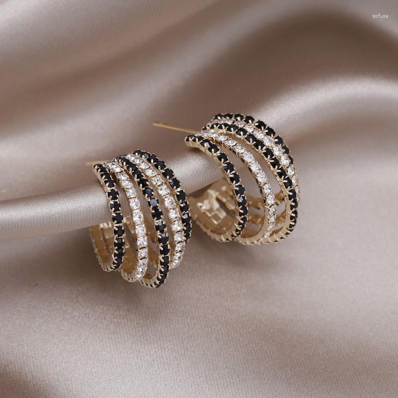 Stud Earrings Korean Fashion Jewelry 14K Gold Plated Multilayer Black And White Crystal C-shaped Earring Elegant Women's Party
Stud Earrings Korean Fashion Jewelry 14K Gold Plated Multilayer Black And White Crystal C-shaped Earring Elegant Women's Party