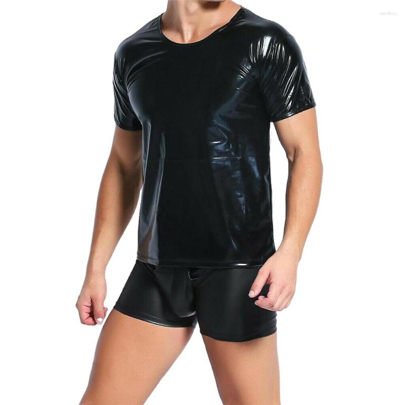 Undershirts Shiny Men PU Leather T Shirts WetLook Boxer Underwear Fitness Tops Pants Party Clubwear Sexy Clothes Set, Only top
Undershirts Shiny Men PU Leather T Shirts WetLook Boxer Underwear Fitness Tops Pants Party Clubwear Sexy Clothes Set, Only top