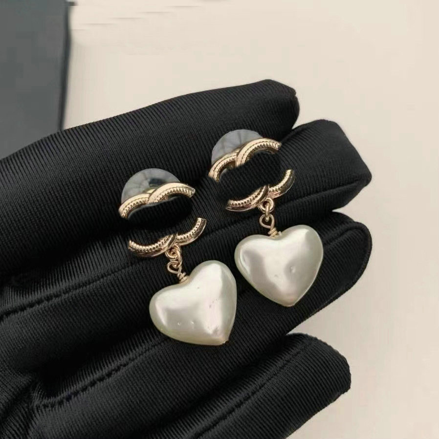 Double Pearl Earrings Stud Earrings Heart Diamond Pearl Dangle Earrings 10 Styles Wedding Jewelry for Womens Gift