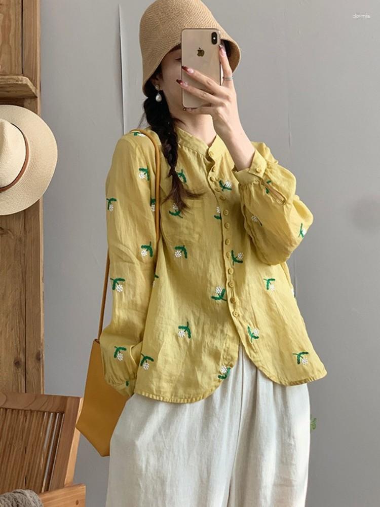 Women' Blouses Vintage Embroidery Linen Shirt Women Spring Summer Thin Long Sleeve Harajuku Casual Tops Loose Fit Stand Collar Female, Pink
Women' Blouses Vintage Embroidery Linen Shirt Women Spring Summer Thin Long Sleeve Harajuku Casual Tops Loose Fit Stand Collar Female, Pink