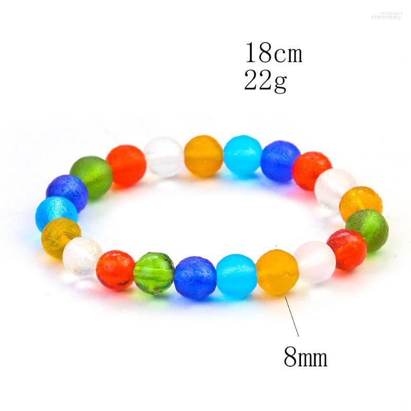 

Strand 8mm Colored Glaze Bracelet Round Beads Chakra Yoga Energy Glass Bangle For Women Men Handmade Jewelry Gift