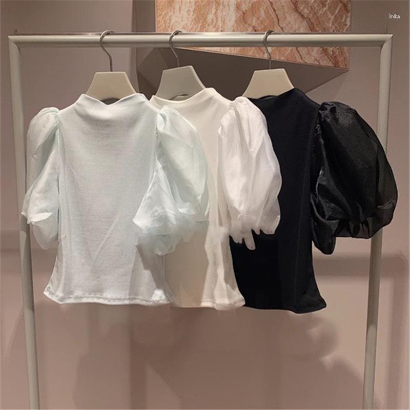 Women's Blouses Kuzuwata Spring 2023 Elegant Bubble Sleeve Knitted Shirts Japan Half High Neck Solid Color Slim Blusas Splice All-match, Black
Women's Blouses Kuzuwata Spring 2023 Elegant Bubble Sleeve Knitted Shirts Japan Half High Neck Solid Color Slim Blusas Splice All-match, Black