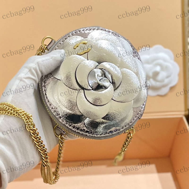 Designer Ladies Round Cake Makeup Bag Three-Dimensional Camellia Hardware Metal C Button Small Pendant Gold Chain Crossbody Bag Handbag Key Bags Coin Purse 13cm, White
Designer Ladies Round Cake Makeup Bag Three-Dimensional Camellia Hardware Metal C Button Small Pendant Gold Chain Crossbody Bag Handbag Key Bags Coin Purse 13cm, White