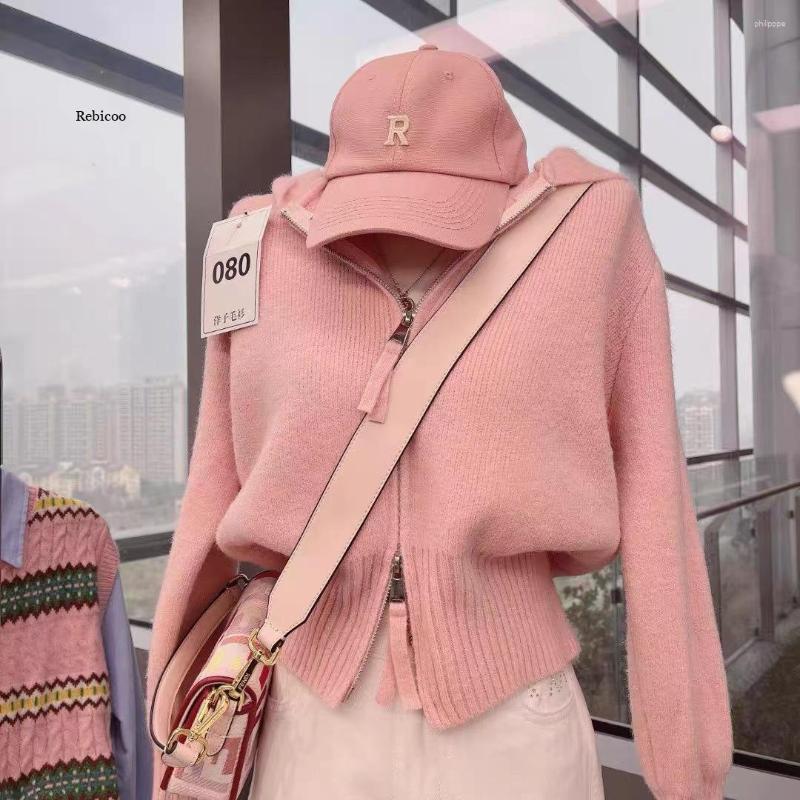 Women's Knits Autumn And Winter Style Casual Fashion Double Zipper Hooded Knitted Sweater Cardigan Long-sleeved Solid Color Blouse Women, Pink
Women's Knits Autumn And Winter Style Casual Fashion Double Zipper Hooded Knitted Sweater Cardigan Long-sleeved Solid Color Blouse Women, Pink