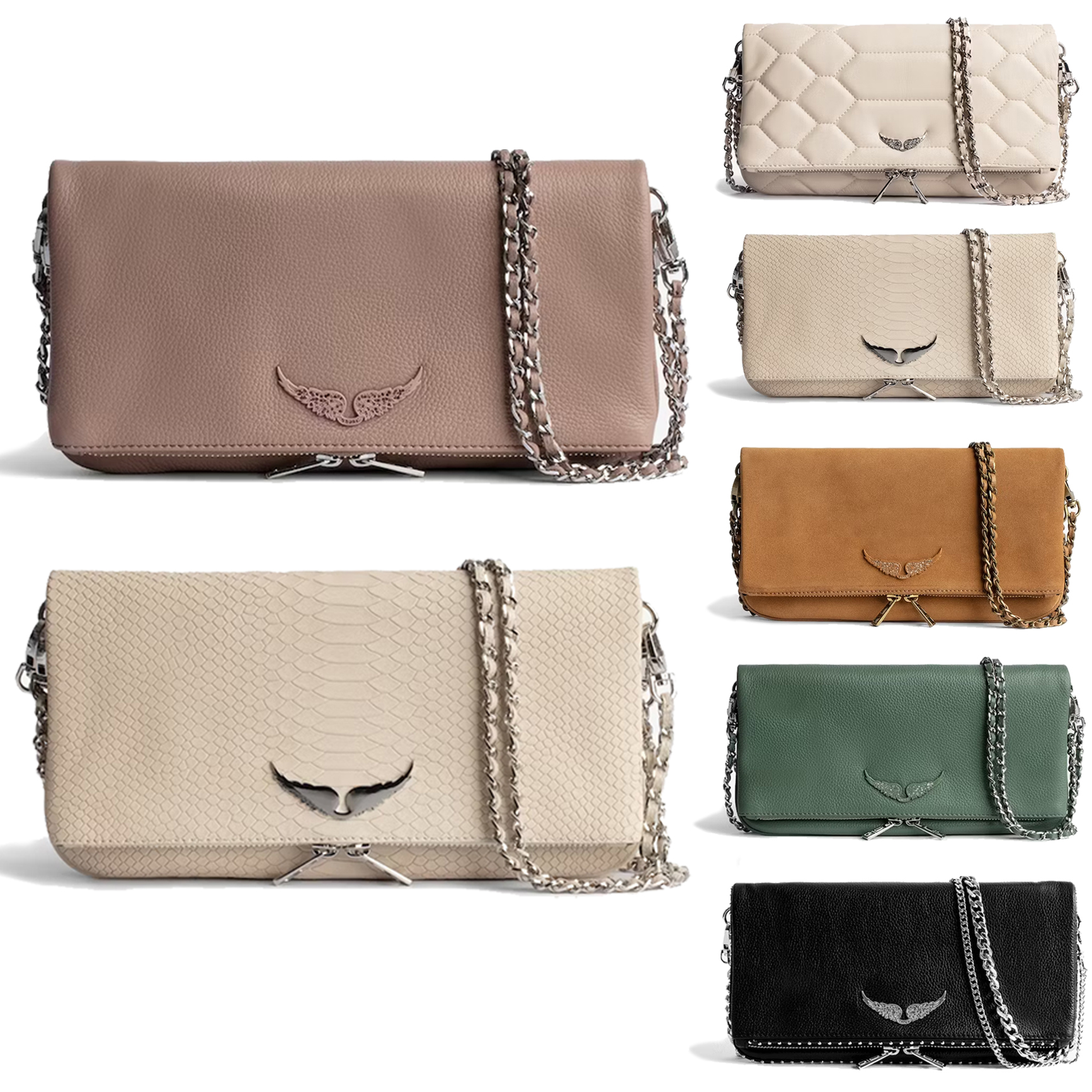 luxurys Designer Totes Genuine Leather Shoulder Bags Pochette Rock Swing Your Wings Women Cross Body hand bag men Zadig Voltaire lady Vintage luggage gym Clutch Bags, Black rivets
luxurys Designer Totes Genuine Leather Shoulder Bags Pochette Rock Swing Your Wings Women Cross Body hand bag men Zadig Voltaire lady Vintage luggage gym Clutch Bags, Black rivets