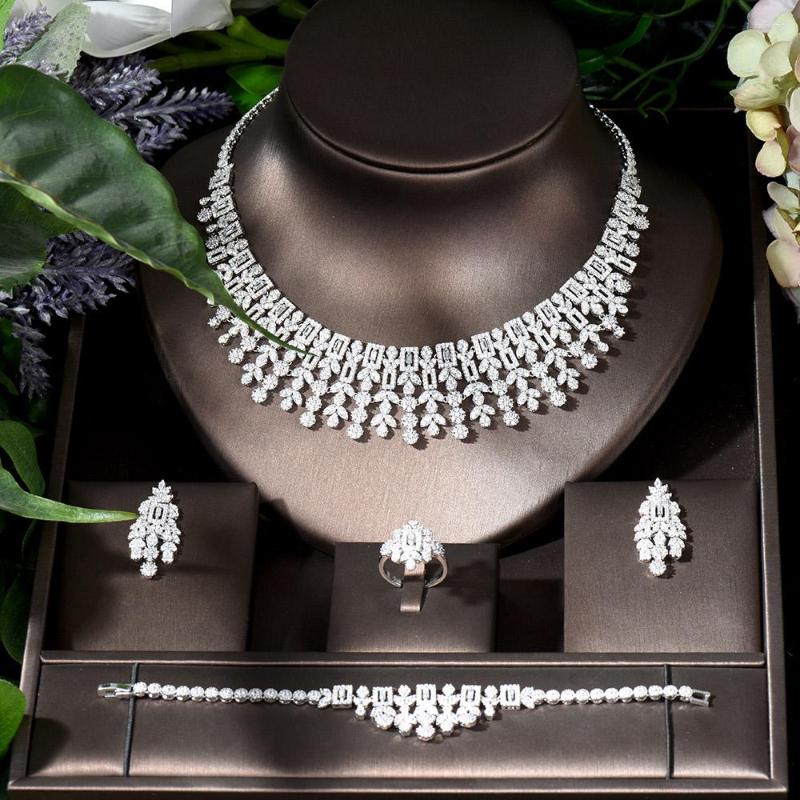 Necklace Earrings Set Fashion Sparkling Design 4PCS Wedding Bridal Cubic Zircon Jewelry Dress For Party Gifts N-1269, Picture shown
Necklace Earrings Set Fashion Sparkling Design 4PCS Wedding Bridal Cubic Zircon Jewelry Dress For Party Gifts N-1269, Picture shown