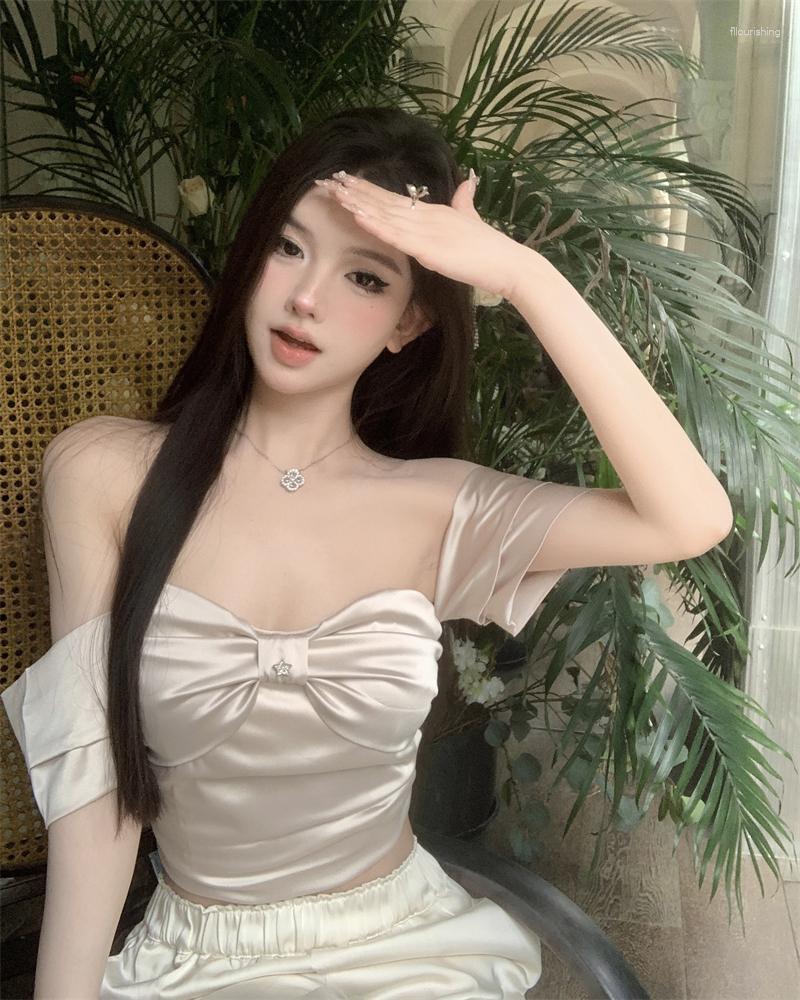 Women' T Shirts GkyocQ 2023 Summer Women Satin Tops Off Shoulder Tees Skinny Slash Neck Solid Bow Sexy Ladies Fashion Clothing, Beige
Women' T Shirts GkyocQ 2023 Summer Women Satin Tops Off Shoulder Tees Skinny Slash Neck Solid Bow Sexy Ladies Fashion Clothing, Beige