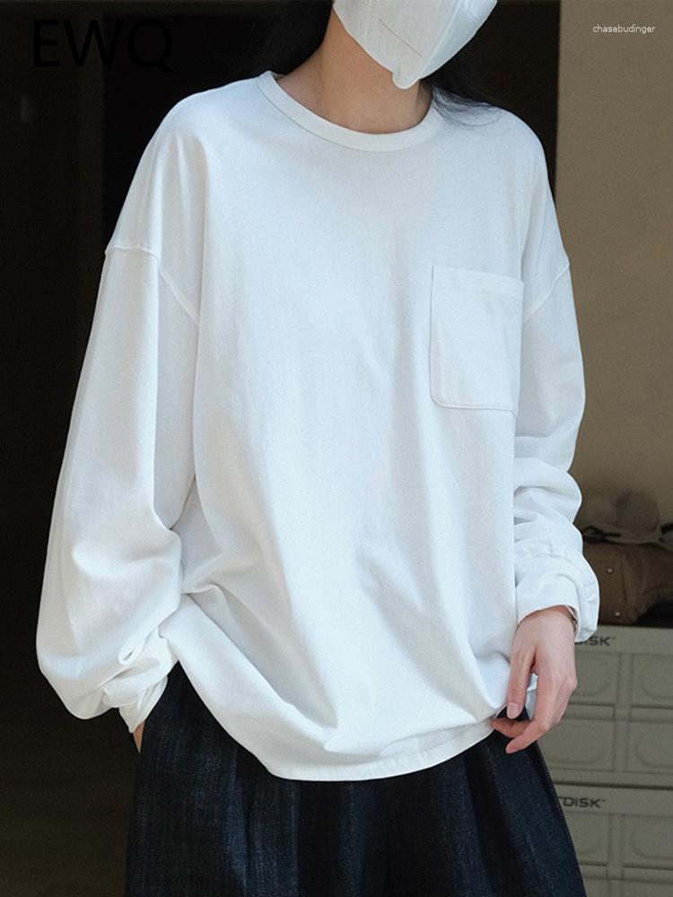 Women's T Shirts EWQ Fashion Pockets Spliced T-shirt For Women Solid Round Neck Long Sleeve Korean Style Female Tops 2023 Spring 26D1054, Black 
Women's T Shirts EWQ Fashion Pockets Spliced T-shirt For Women Solid Round Neck Long Sleeve Korean Style Female Tops 2023 Spring 26D1054, Black