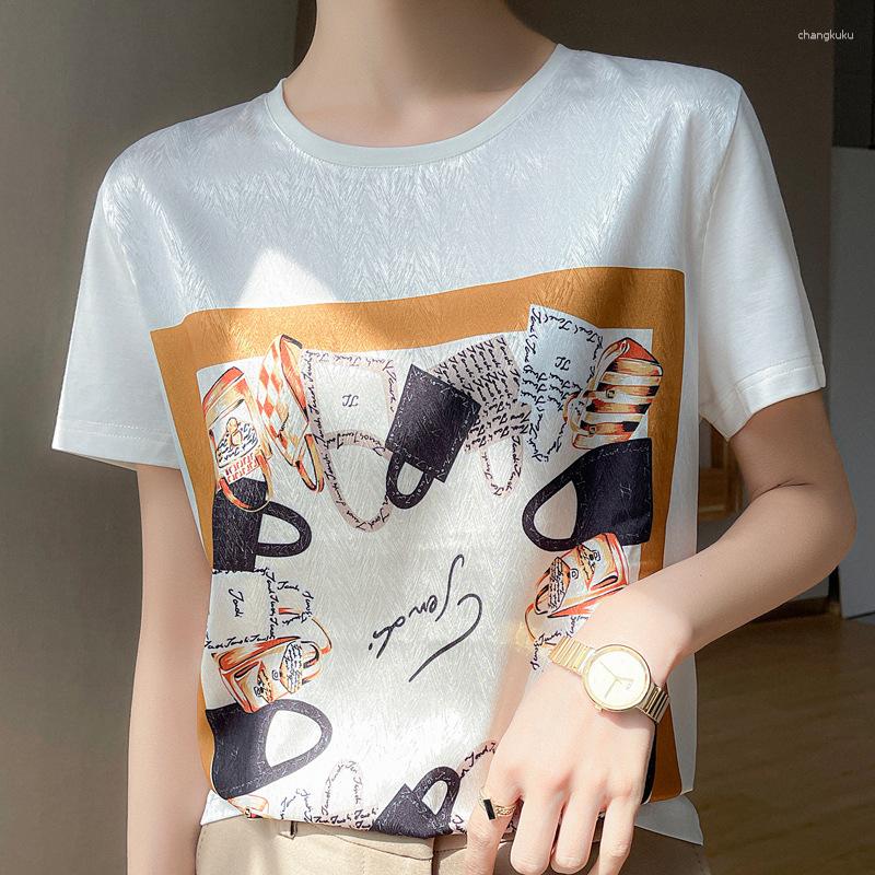 Women's T Shirts Spring And Summer 2023 Round Neck Printed Satin Front Silk Rear Cotton Short-sleeved T-shirt Loose Inside Outside Wear, Gold
Women's T Shirts Spring And Summer 2023 Round Neck Printed Satin Front Silk Rear Cotton Short-sleeved T-shirt Loose Inside Outside Wear, Gold