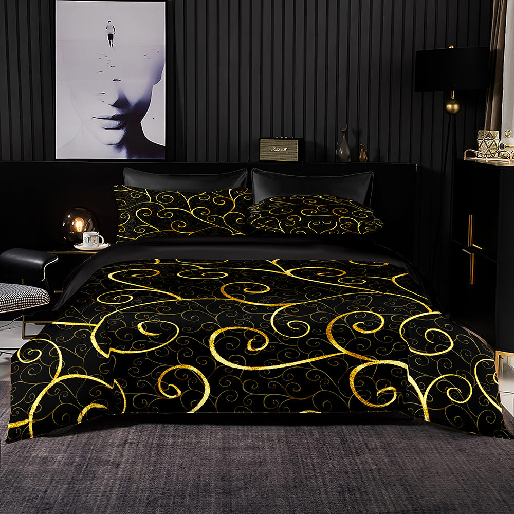 Bedding sets Minimalist Style Bedding Set Duvet Cover 240x220 With Pillowcase Black 200x200 Quilt Cover Twin Queen King Size Bed Sheet Set 230621