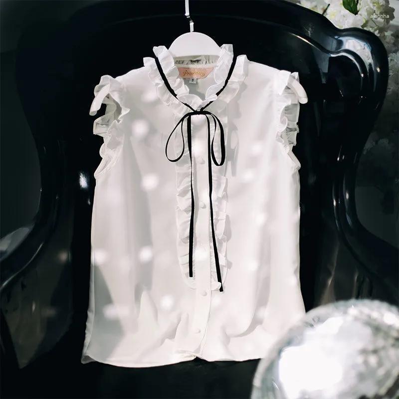 Women's Blouses Summer Pleated Lacing Shirt Tops Solid Color Sleeveless Loose All-match Blouse Temperament Elegant Women Clothing, White
Women's Blouses Summer Pleated Lacing Shirt Tops Solid Color Sleeveless Loose All-match Blouse Temperament Elegant Women Clothing, White