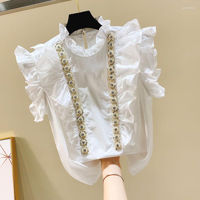Women' Blouses Blusas Femininas Elegantes Sweet Ruffle Beaded Stand Collar Chiffon Top Sleeveless White Shirt Femme 2023 Shirts For Women, Beige
Women' Blouses Blusas Femininas Elegantes Sweet Ruffle Beaded Stand Collar Chiffon Top Sleeveless White Shirt Femme 2023 Shirts For Women, Beige