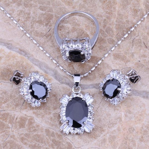 Necklace Earrings Set Black Cubic Zirconia White CZ Silver Plated Pendant Ring Size 6 / 7 8 9 10 S0085, Picture shown
Necklace Earrings Set Black Cubic Zirconia White CZ Silver Plated Pendant Ring Size 6 / 7 8 9 10 S0085, Picture shown