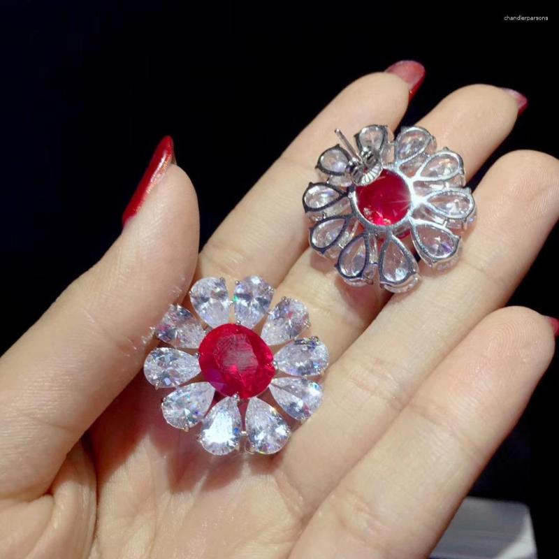 Stud Earrings Red Color Flower Earring 925 Sterling Silver Fine Women Jewelry For Party
Stud Earrings Red Color Flower Earring 925 Sterling Silver Fine Women Jewelry For Party