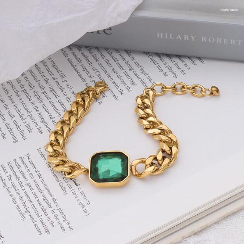 Link Bracelets 2023 Green Crystal Stainless Steel Gold Bangle For Women Hip Hop Thick Chain 18K Plated Punk Fashion
Link Bracelets 2023 Green Crystal Stainless Steel Gold Bangle For Women Hip Hop Thick Chain 18K Plated Punk Fashion