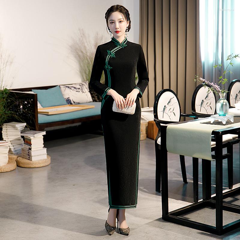 Ethnic Clothing Sheng Coco Women's Long Sleeve Velour Cheongsam Dress Style Elegant Middle Aged Mother Modern Velvet Qipao
Ethnic Clothing Sheng Coco Women's Long Sleeve Velour Cheongsam Dress Style Elegant Middle Aged Mother Modern Velvet Qipao