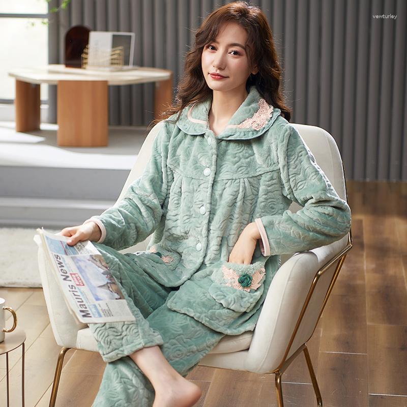 Women's Sleepwear -4XL Warm Winter Pajamas Set Women Flannel Long Sleeves Elegant Solid Homewear Thick Home Suit, Xb6703
Women's Sleepwear -4XL Warm Winter Pajamas Set Women Flannel Long Sleeves Elegant Solid Homewear Thick Home Suit, Xb6703