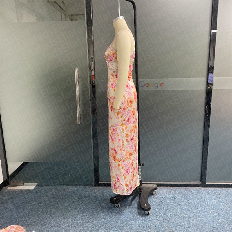 Basic Casual Dresses Wefads Women Maxi Dress Summer Sexy Floral Printed Suspender Sleeveless V Neck Slim A-Line With Zipper Beach Party Dresses 230621