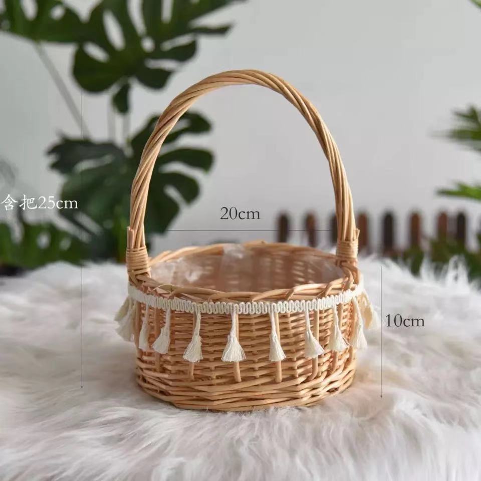 Handmade Wood Bag Woven Storage Baskets for Flower Fruit Vegetable Home Organizer Wedding Decor