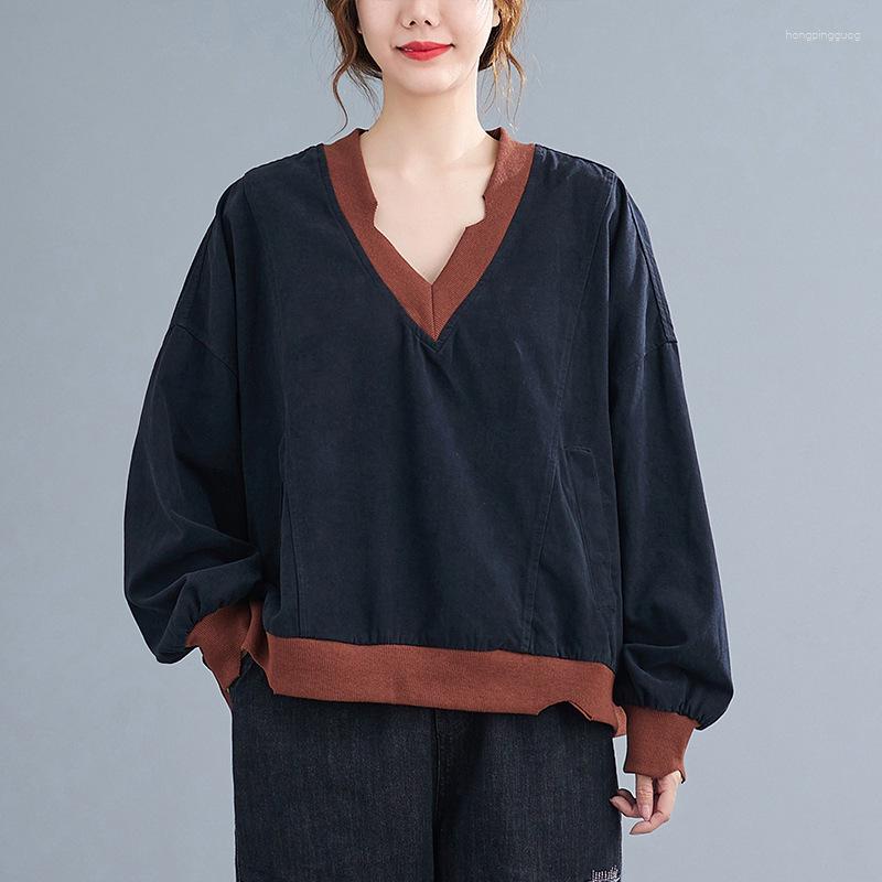 Women's Hoodies Women Loose Sweater V-Neck Long Sleeve Solid Color Patchwork Clothing 2023 Autumn Winter Sweet Style Sweaters V2226
Women's Hoodies Women Loose Sweater V-Neck Long Sleeve Solid Color Patchwork Clothing 2023 Autumn Winter Sweet Style Sweaters V2226