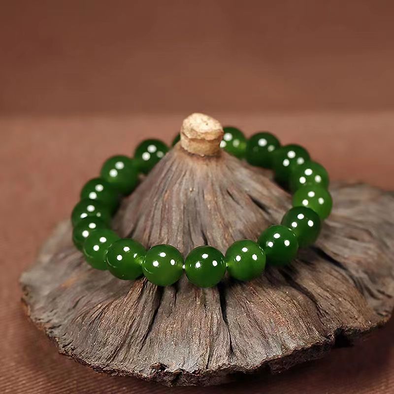 Laomiao Hotan Jade Hand String Jade Spinach Green 10mm Bracelet Safe Jade Green Bracelet Simple Jasper Handwear
Laomiao Hotan Jade Hand String Jade Spinach Green 10mm Bracelet Safe Jade Green Bracelet Simple Jasper Handwear
