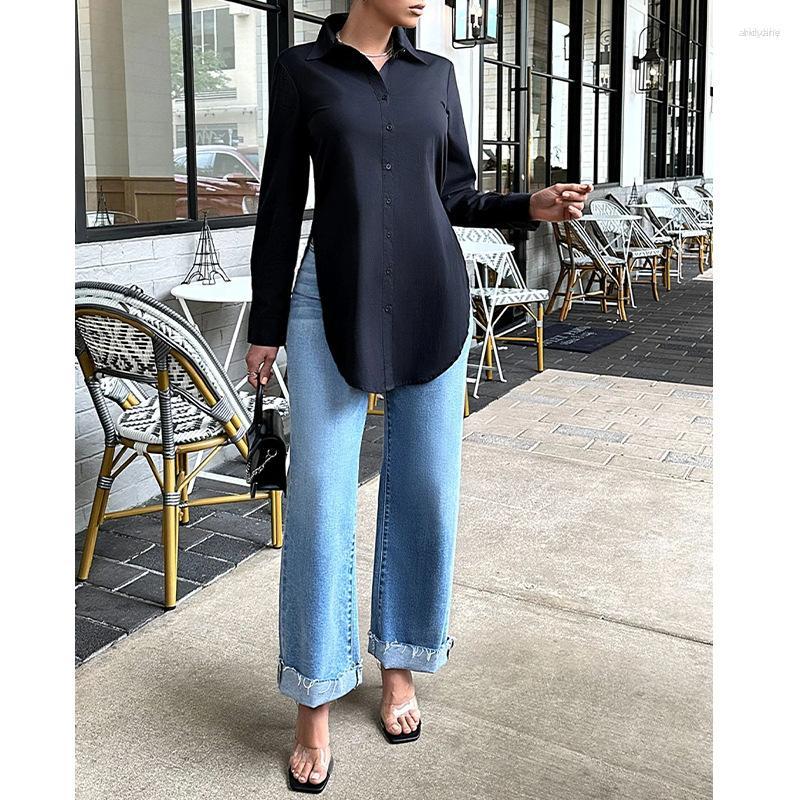 Women' Blouses Women' Gotoola 2023 Spring Commute Style Women' Solid Color Fashion Casual Irregular Curved Hem Long Sleeve Shirt, Black
Women' Blouses Women' Gotoola 2023 Spring Commute Style Women' Solid Color Fashion Casual Irregular Curved Hem Long Sleeve Shirt, Black