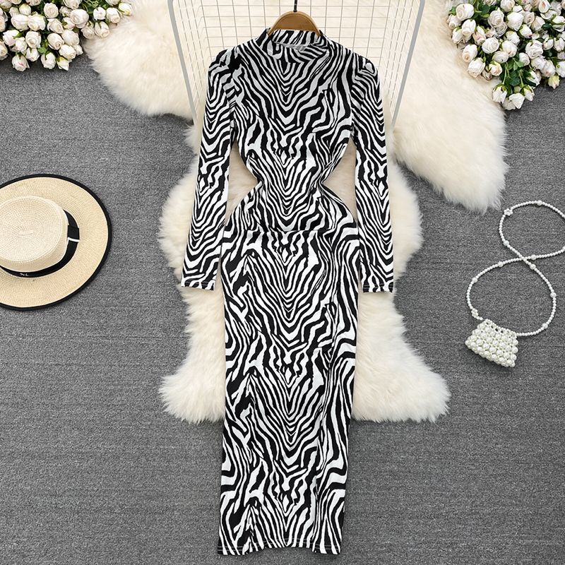 Casual Dresses Stand Collar Long Midi Dress Woman Zebra Printed Vintage Y2K Partu Club Women Chic Korean Street Vestidos Lady, Black
Casual Dresses Stand Collar Long Midi Dress Woman Zebra Printed Vintage Y2K Partu Club Women Chic Korean Street Vestidos Lady, Black