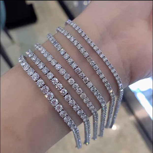 4mm Mosang Diamond Tennis Bracelet High Quality Hip Hop Jewelry 925 Sterling Silver Mosang Diamond Link Bracelets