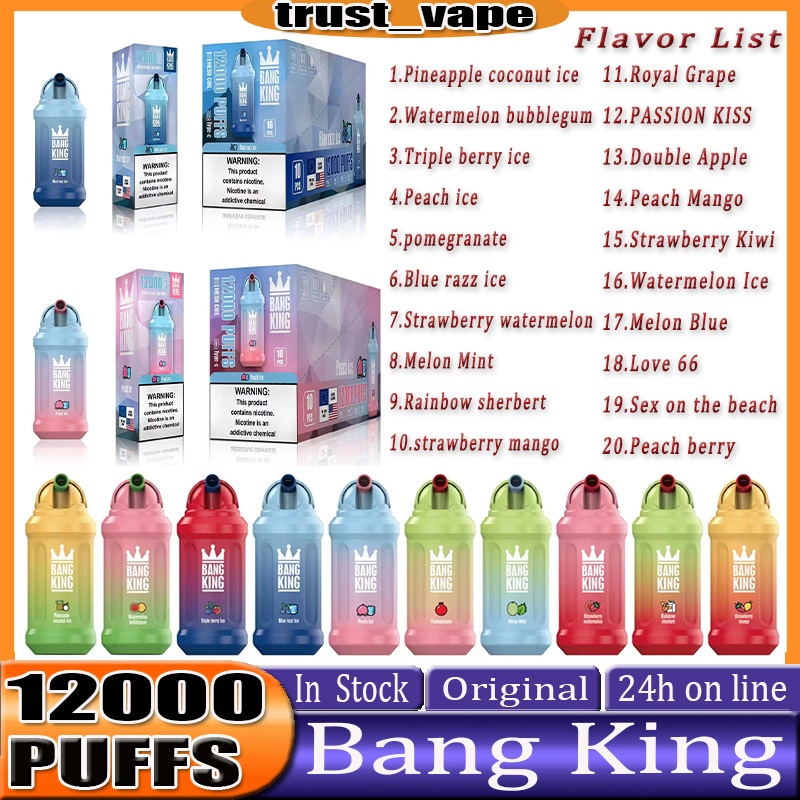 Original Bang King 12000 Puff Disposable Vapes Pen puff 12000 E Cigarette 0% 2% 3% 5% Vaporizer Recharge Mesh Coil Vape Pen Puffbars ship one day 12000puff
Original Bang King 12000 Puff Disposable Vapes Pen puff 12000 E Cigarette 0% 2% 3% 5% Vaporizer Recharge Mesh Coil Vape Pen Puffbars ship one day 12000puff