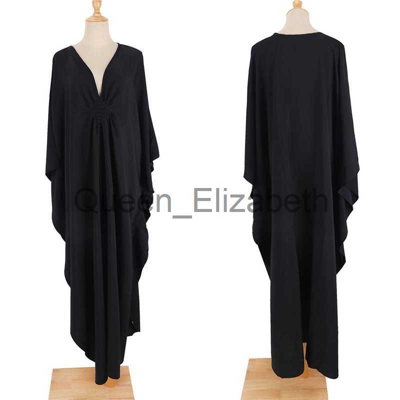 Casual Dresses Greek Goddess Pure White Long Dress Stuning Solid Color Black Kaftan High Waist Batwing Sleeve Maxi Dresses For Elegant Women J230625