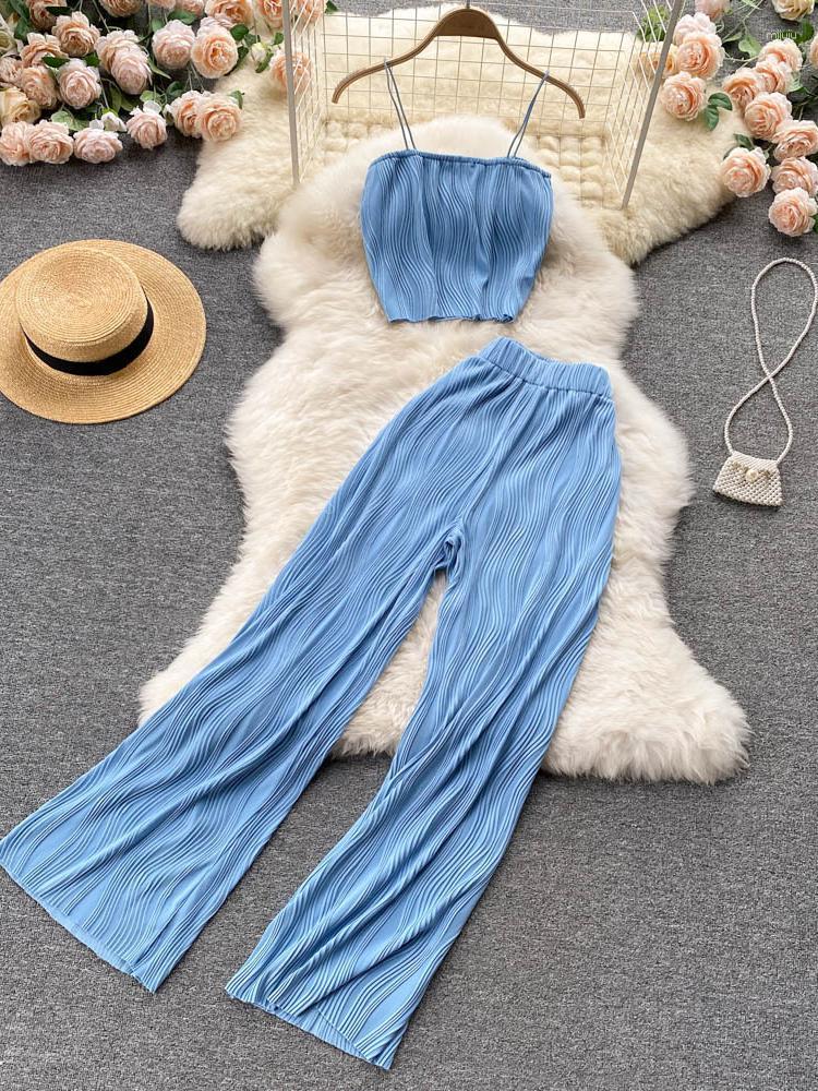 Women's Two Piece Pants 2023 Set Summer Women Sexy Female Purity Strap Tops High Waist Draped Beach Suits Vacation, Black
Women's Two Piece Pants 2023 Set Summer Women Sexy Female Purity Strap Tops High Waist Draped Beach Suits Vacation, Black