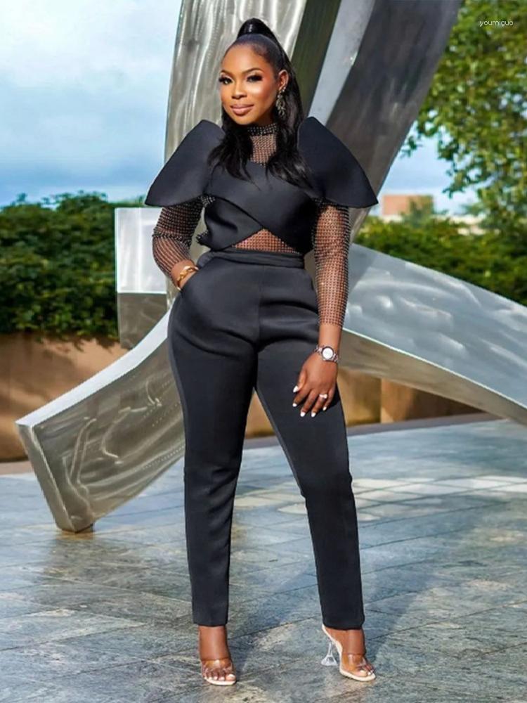 Women' Two Piece Pants AOMEI Elegant Women Trouser Set Pieces High Neck Metalic Mesh Patchwork Shiny Long Sleeve Tops And Pencil Suit Party, Black
Women' Two Piece Pants AOMEI Elegant Women Trouser Set Pieces High Neck Metalic Mesh Patchwork Shiny Long Sleeve Tops And Pencil Suit Party, Black