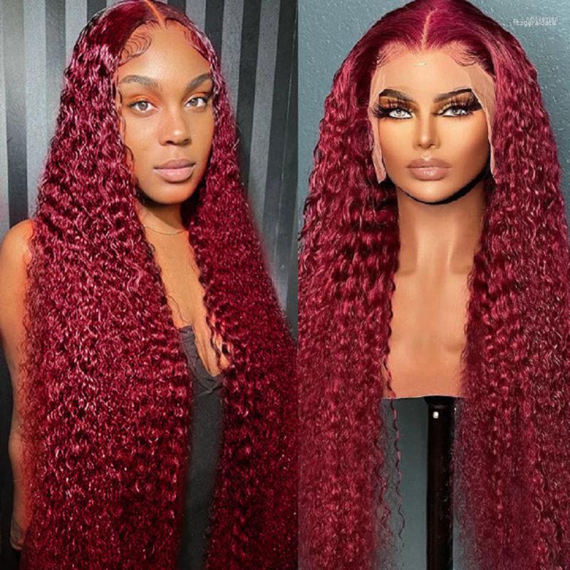 Deep Curly Lace Frontal Wig Transparent 99J Burgundy Body Wave Front Wigs Red Colored Human Hair, Picture shown
Deep Curly Lace Frontal Wig Transparent 99J Burgundy Body Wave Front Wigs Red Colored Human Hair, Picture shown