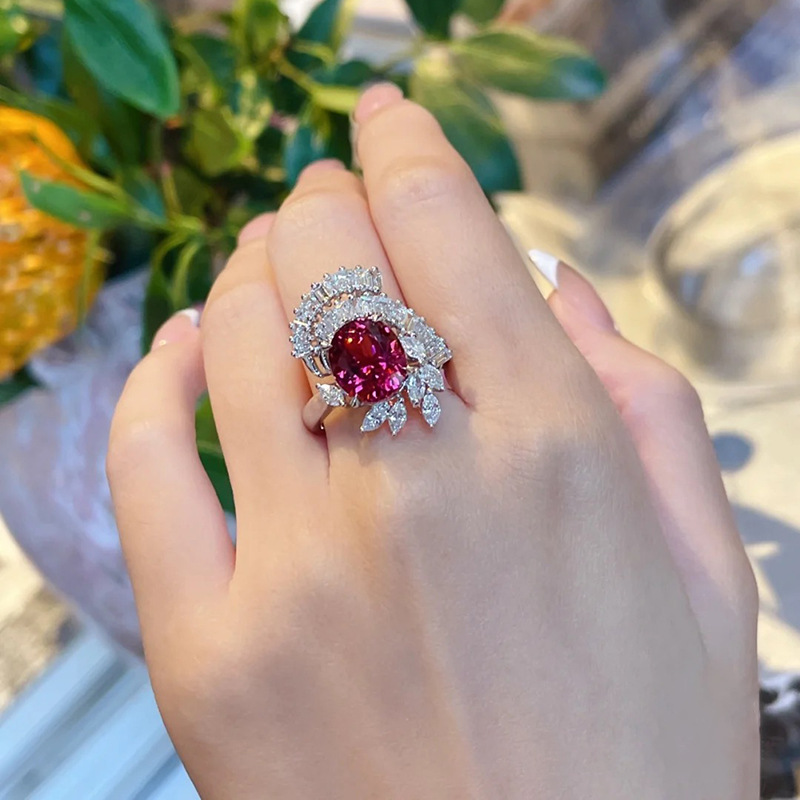 Vintage Flower Ruby Finger Ring 925 sterling silver Party Wedding band Rings for Women Bridal Promise Engagement Jewelry Gift