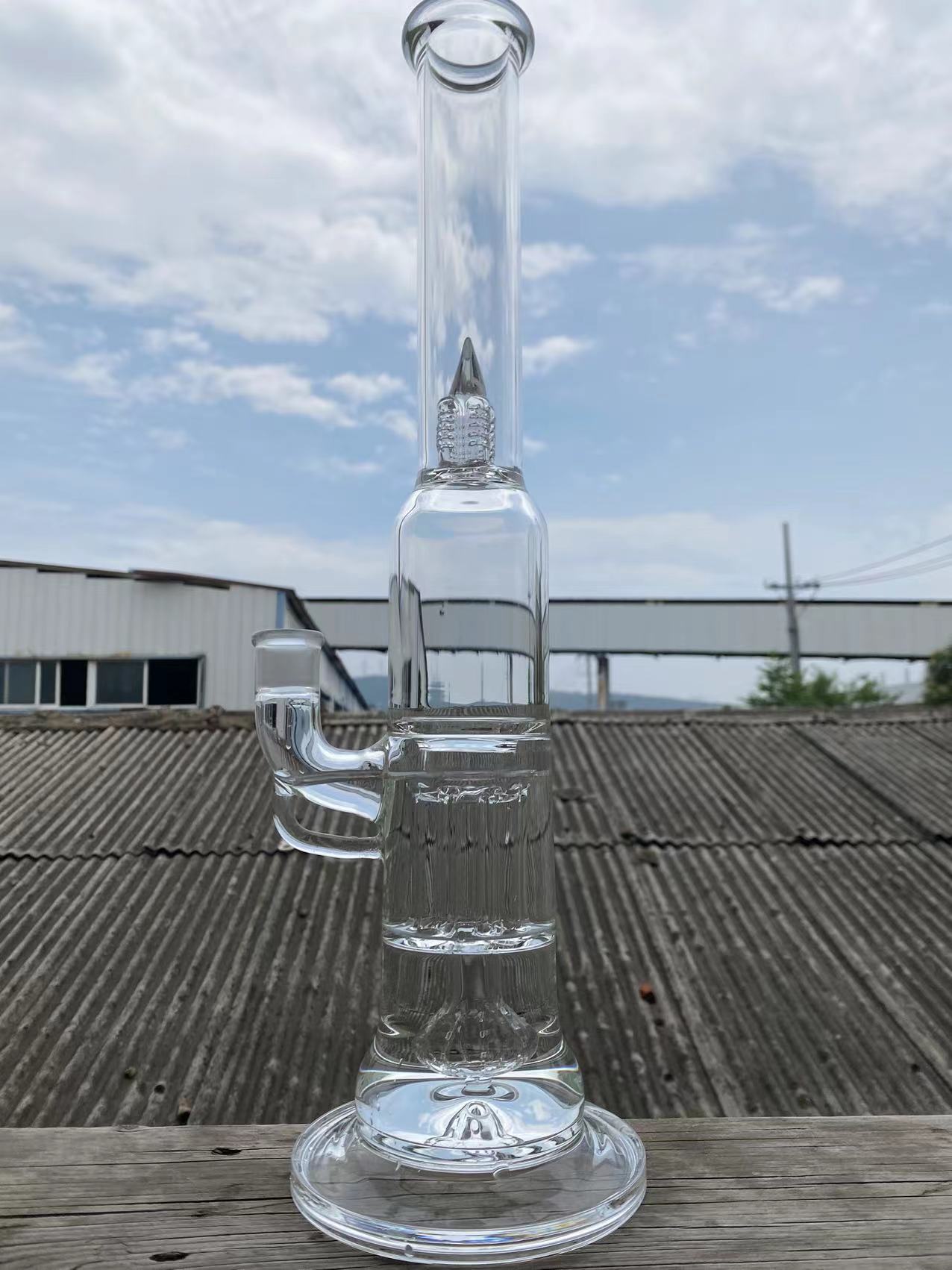 Smoking Pipes clear pillar bong 18 inch 18mm joint 6 arms to 4 inv splash high quality with a clear horn bowl
