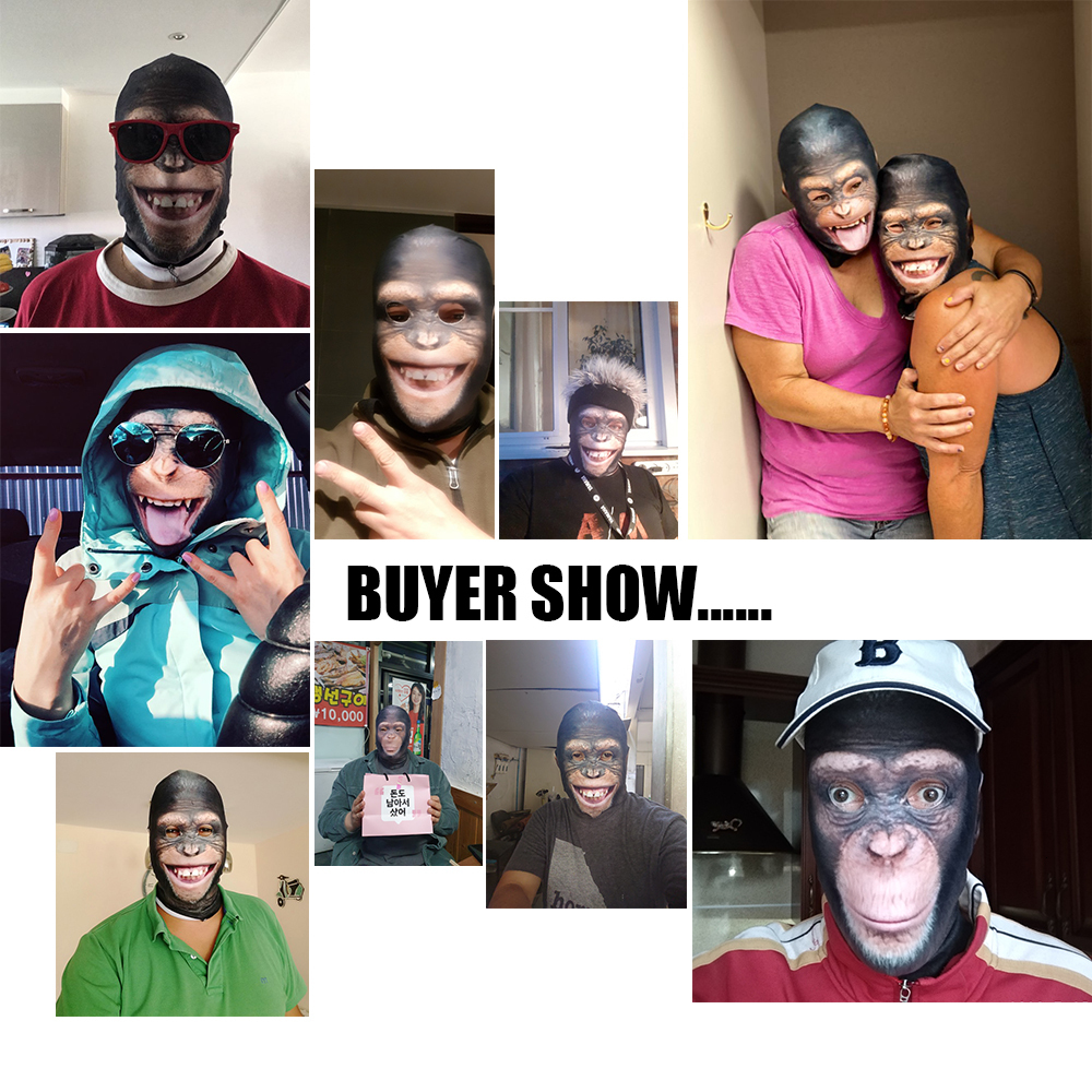 Cycling Caps Masks 3D Animal Orangutan Chimpanzee Ferocious Funny Balaclava Beanies Thermal Wool Fleece Winter Warmer Full Face Mask Cover Cap 230621
