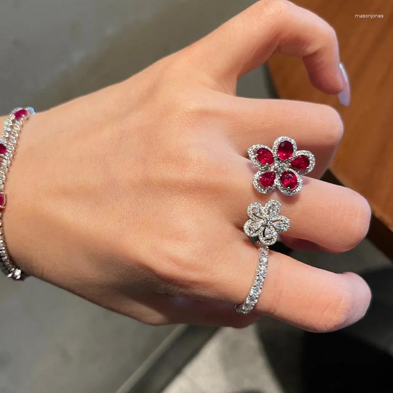 Wedding Rings UILZ Red White Zircon Double Flower For Women Delicate Fashion Jewelry Ring Adjustable Statement Bijoux Gifts
Wedding Rings UILZ Red White Zircon Double Flower For Women Delicate Fashion Jewelry Ring Adjustable Statement Bijoux Gifts